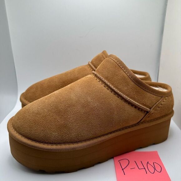 CUSHIONAIRE Women's Genuine Suede Cozy Mule Platform +Memory Foam 10 CHESTNUT - Picture 3 of 7